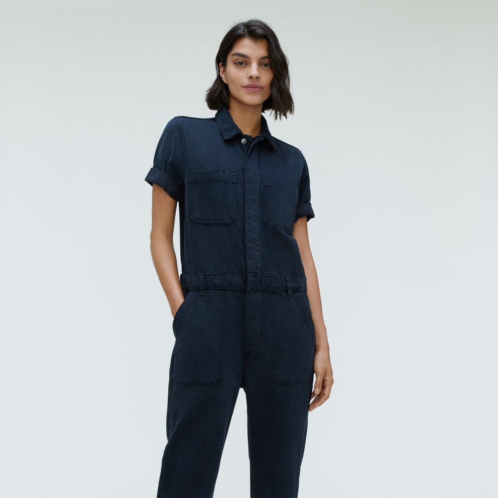 The Supersoft Jean Coverall in Ink Wash — detail view