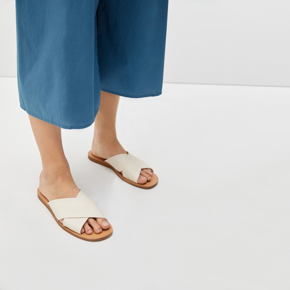 The Day Crossover Sandal in Cream — detail view