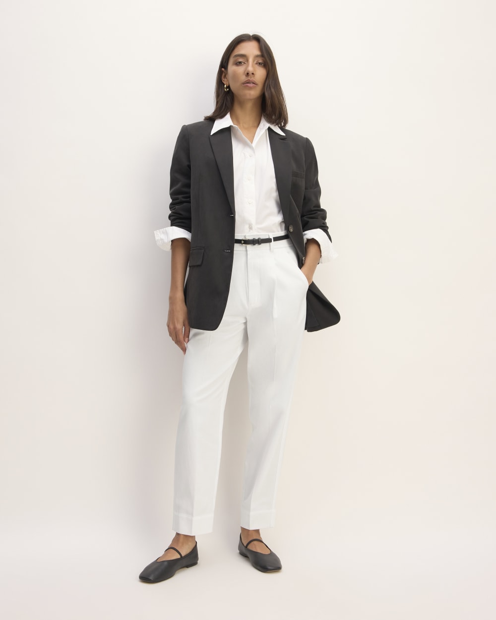 The Draper Tapered Pant in Buttersmooth in White — front view