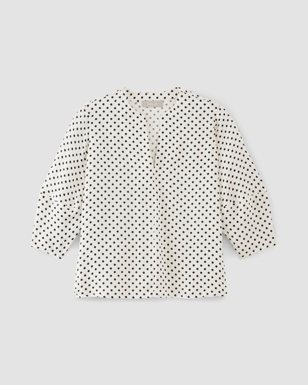 The Hammered Satin Balloon Sleeve Top in Bone / Black Polka Dot — alternate view