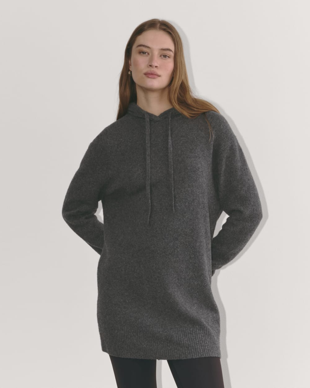 The Oversized Hoodie in Plush Cotton in Charcoal — front view