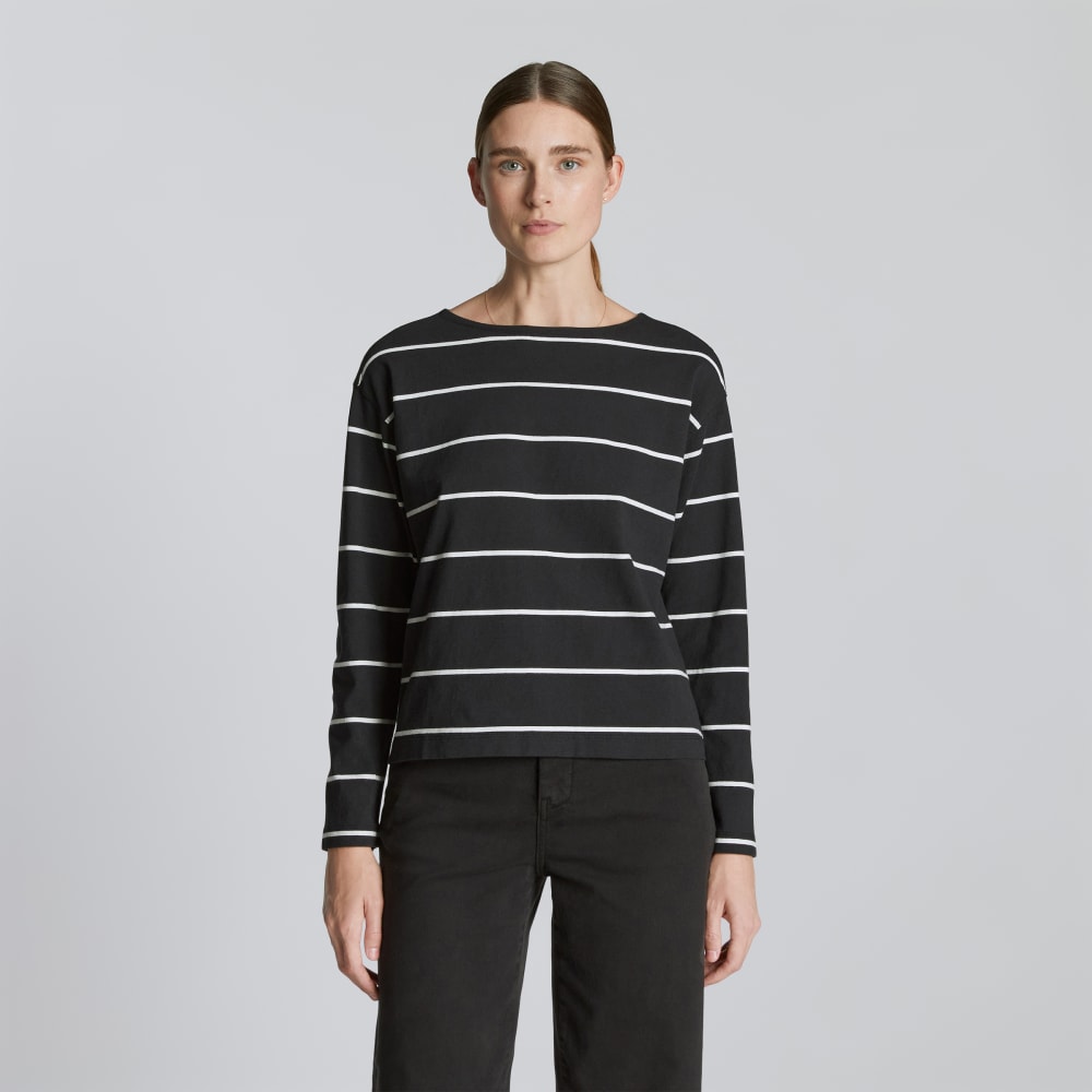 The Mariner Tee in Black / Canvas — front view