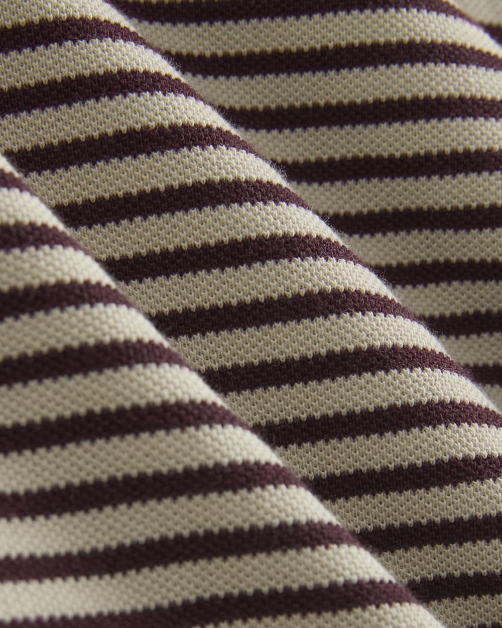 Oversized Pique Polo in Dusty Beige/Deep Plum Stripe — detail view
