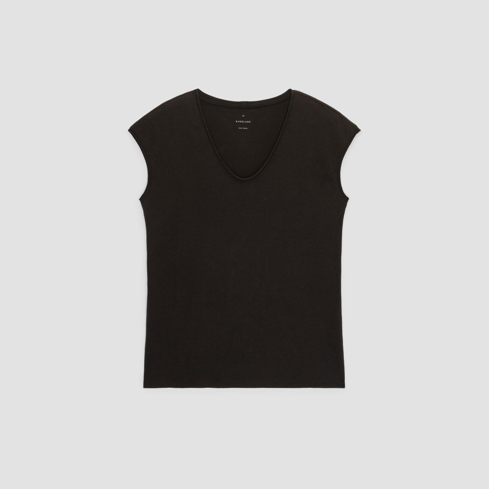 The Hemp Scoop-Neck Muscle Tee in Black — alternate view
