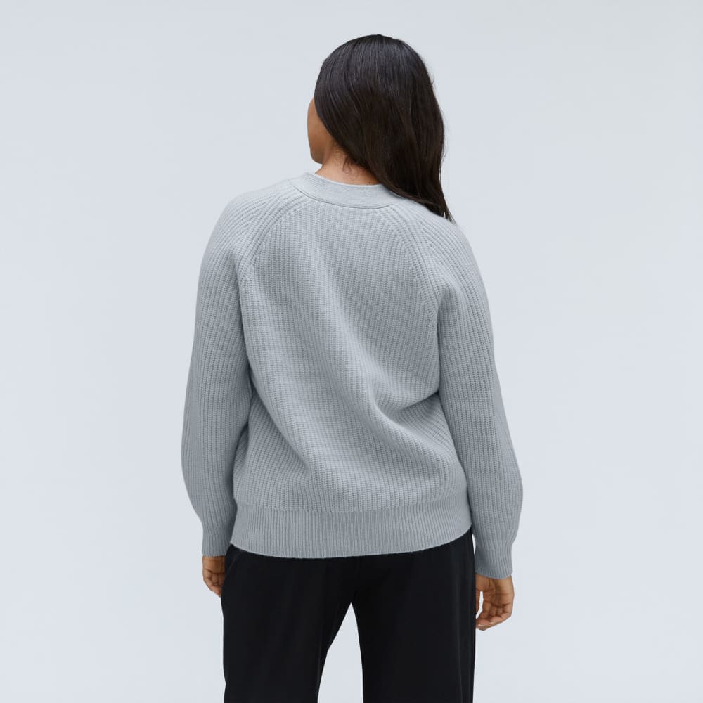 The Felted Merino Cardigan in Sky — detail view