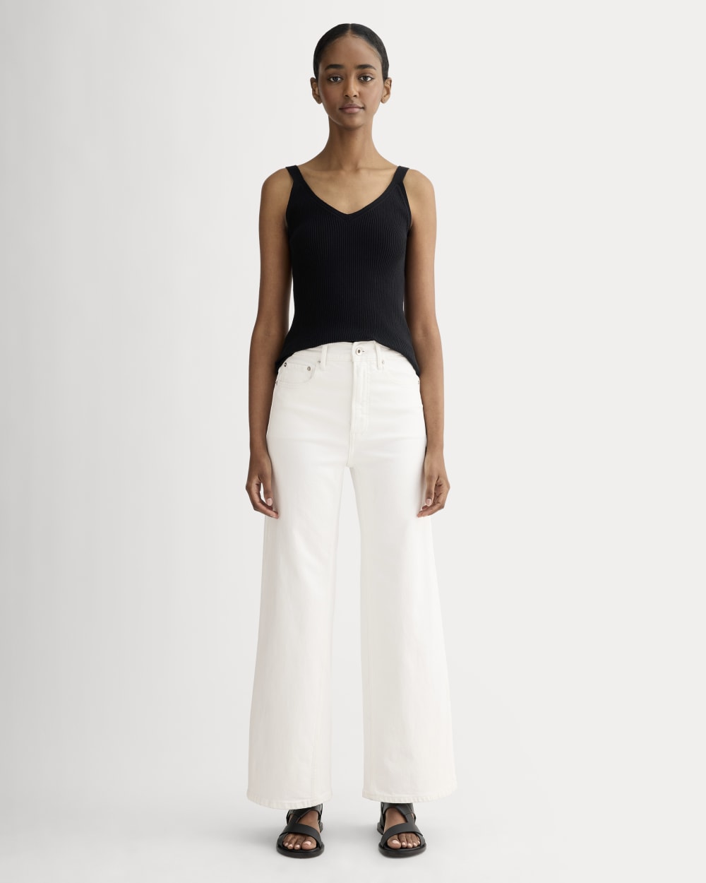 The Fine Knit Cami in Black — detail view