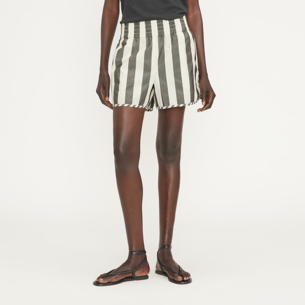 The Poplin Boxer Short in Bone / Black — front view