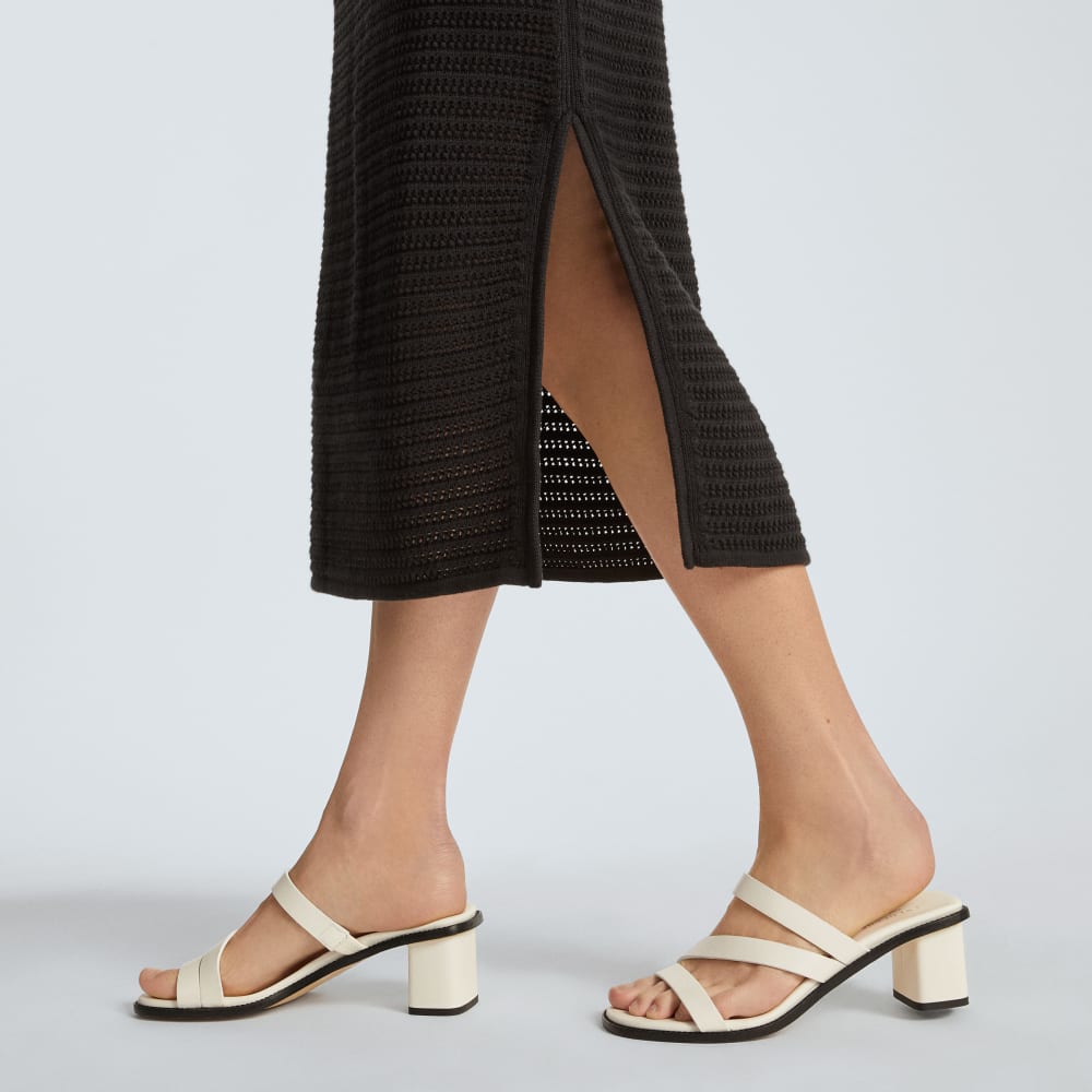 The Crochet Knit Skirt in Black — detail view