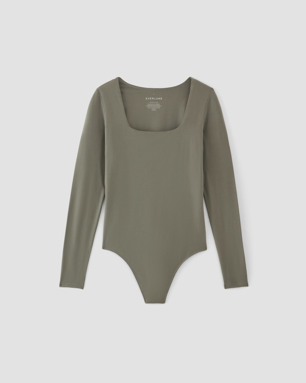 The Long-Sleeve Supima® Square-Neck Bodysuit in Dark Sage — alternate view