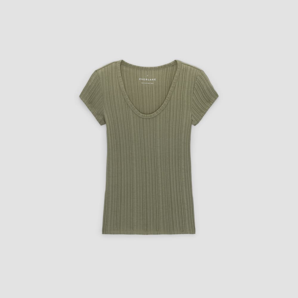 The Rib Soft Knit Scoop-Neck Tee in Kalamata — alternate view