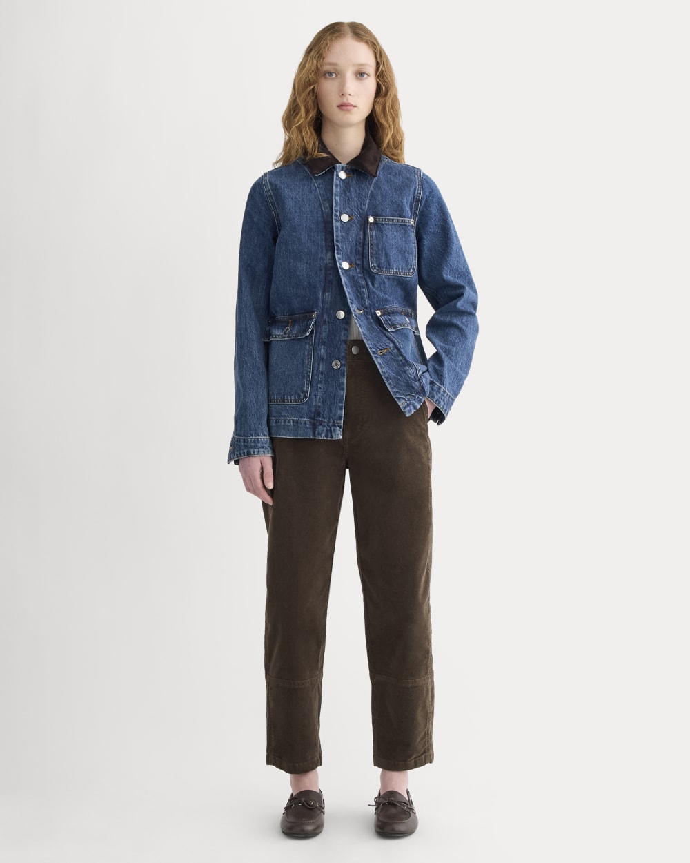 The Utility Barrel in Corduroy in Cocoa — front view