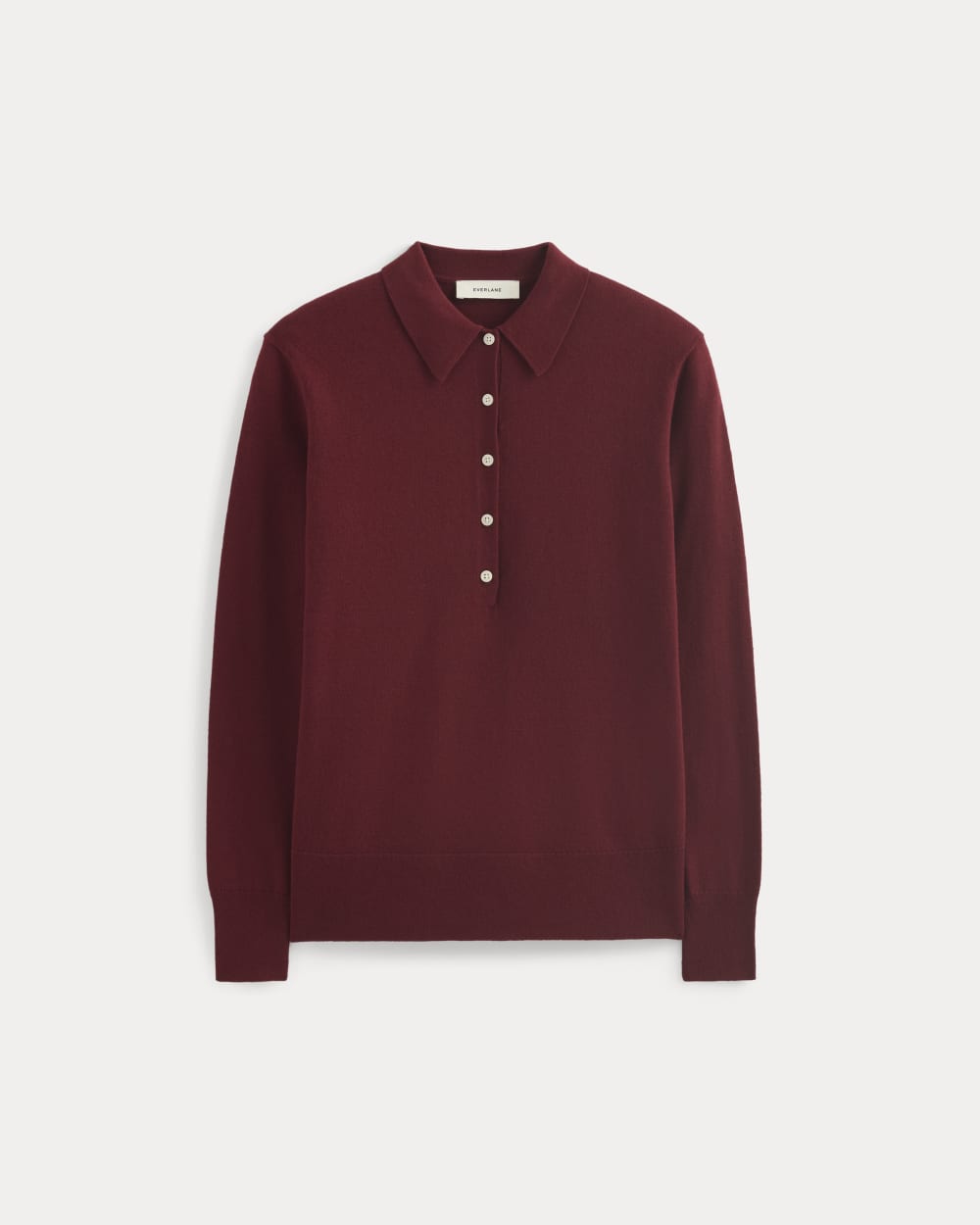 Oversized Polo Sweater in Cotton Merino in Deep Red — alternate view
