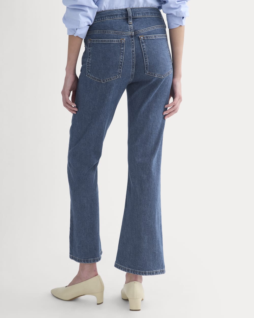 High-Rise Kick Flare Jean in Ocean — detail view
