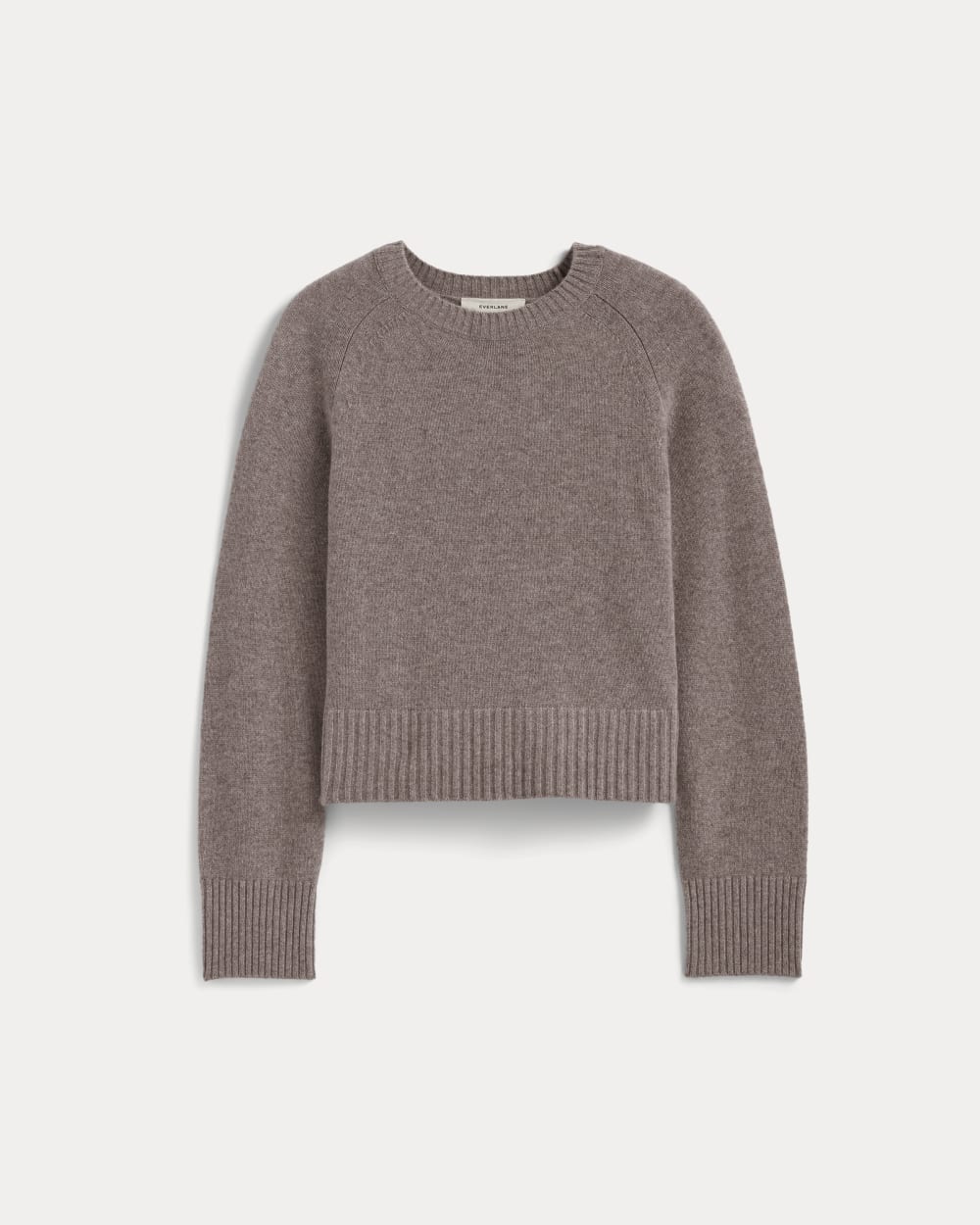 The Boxy Crew in Cashmere in Light Heathered Taupe — alternate view