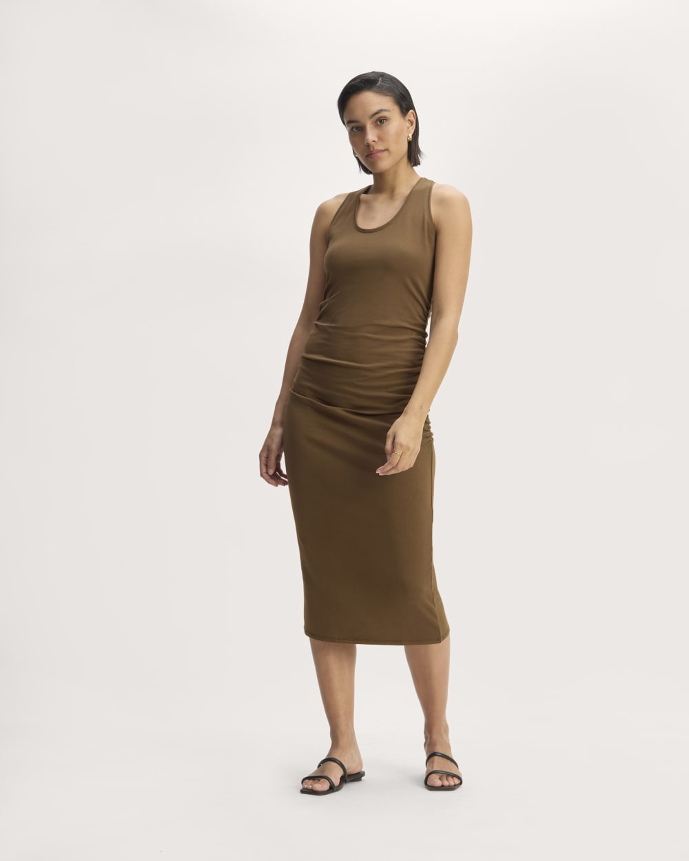 The Form Racerback Dress in Cocoa — detail view