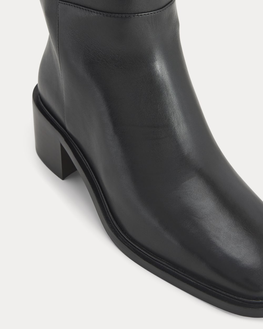 Leather Knee-High City Boot in Black — detail view