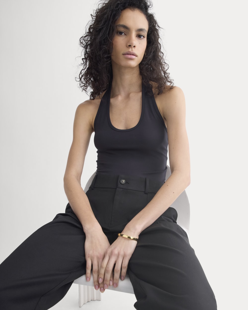 Halter Tank in Black — detail view