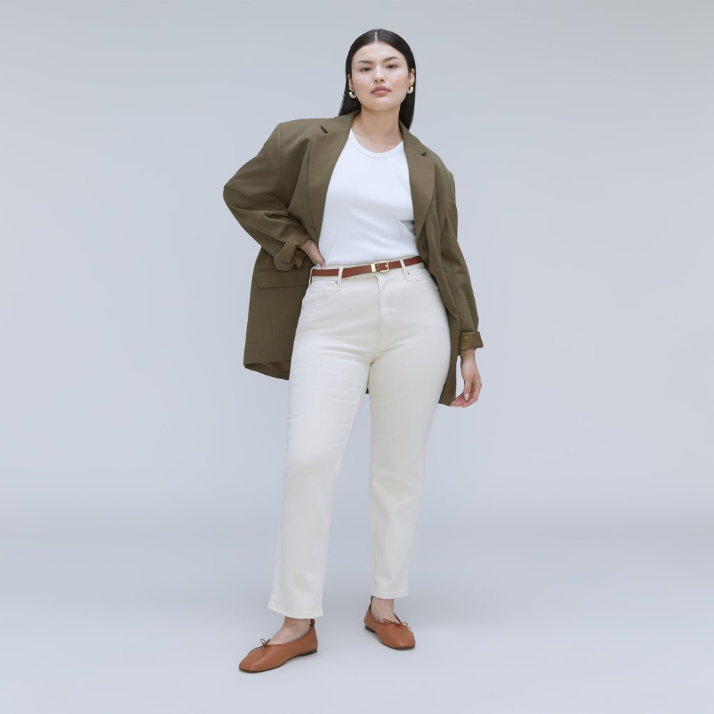 The Cheeky Hourglass Jean in Ecru — front view
