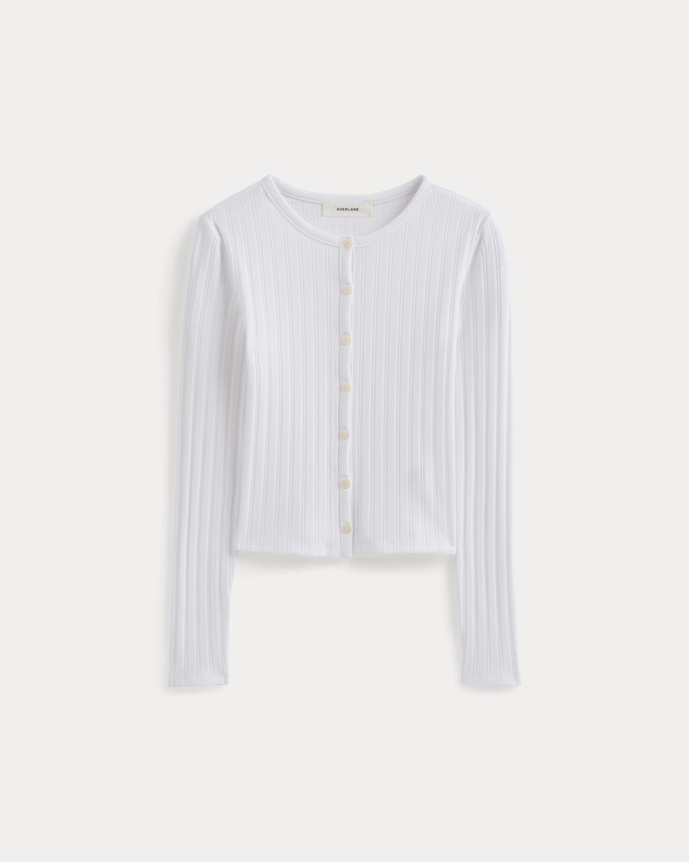 Cardigan in Pointelle in White — alternate view