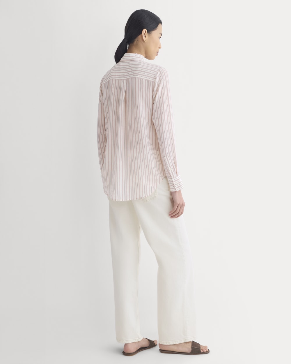 The Must-Have Shirt in Washable Silk in Bone / Rose — detail view