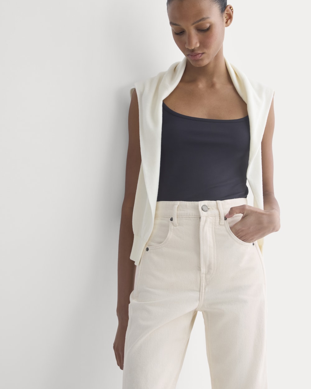 The Way-High® Utility Jean in Ecru — detail view