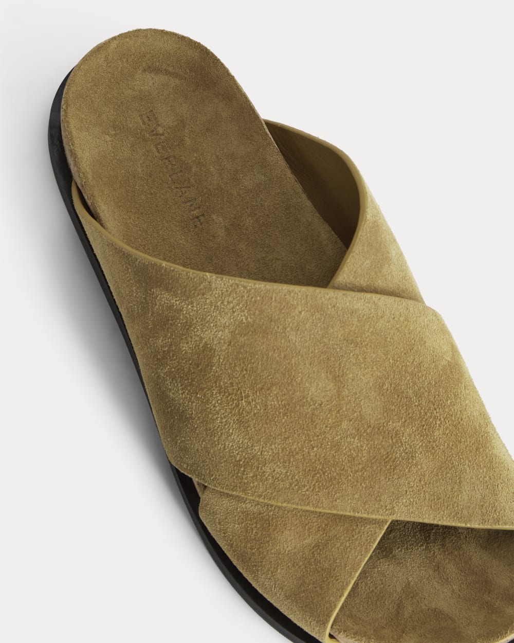 The Suede Crossover Sandal in Sand — detail view
