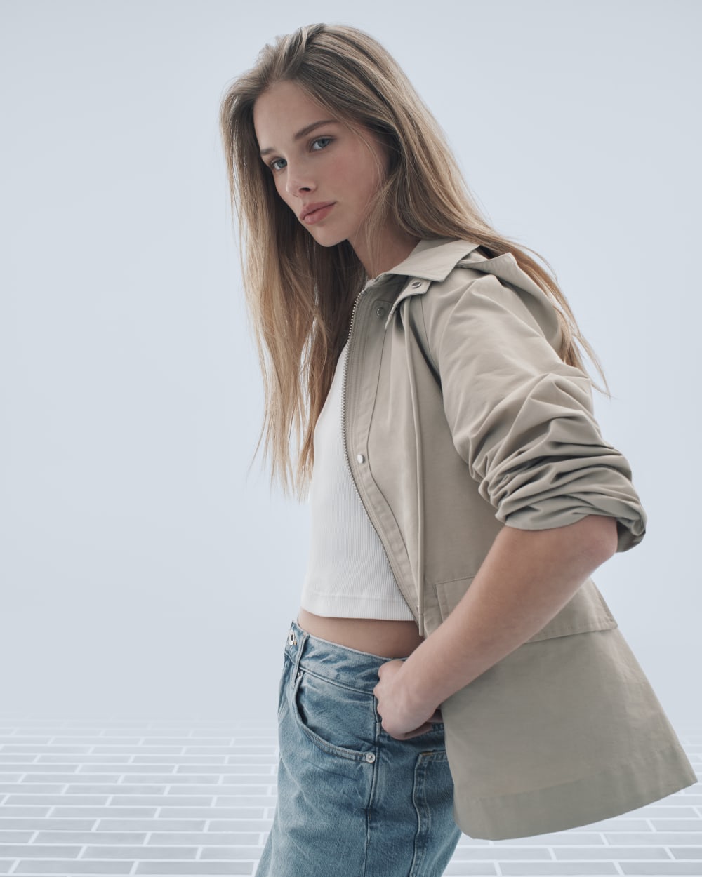 The Selfie Boatneck Tank in White — detail view