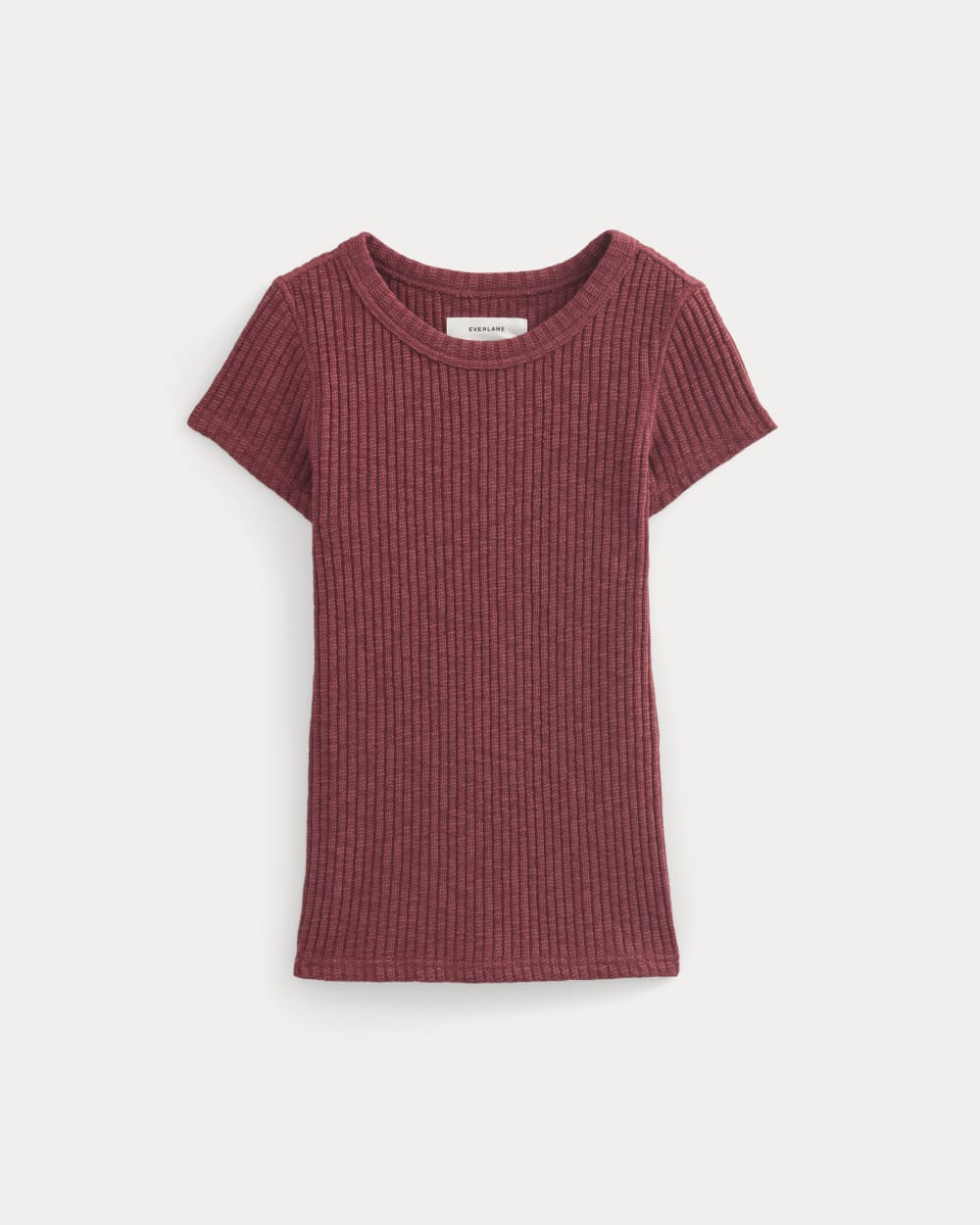 The Cozy Rib Tee in Pomegranate — alternate view