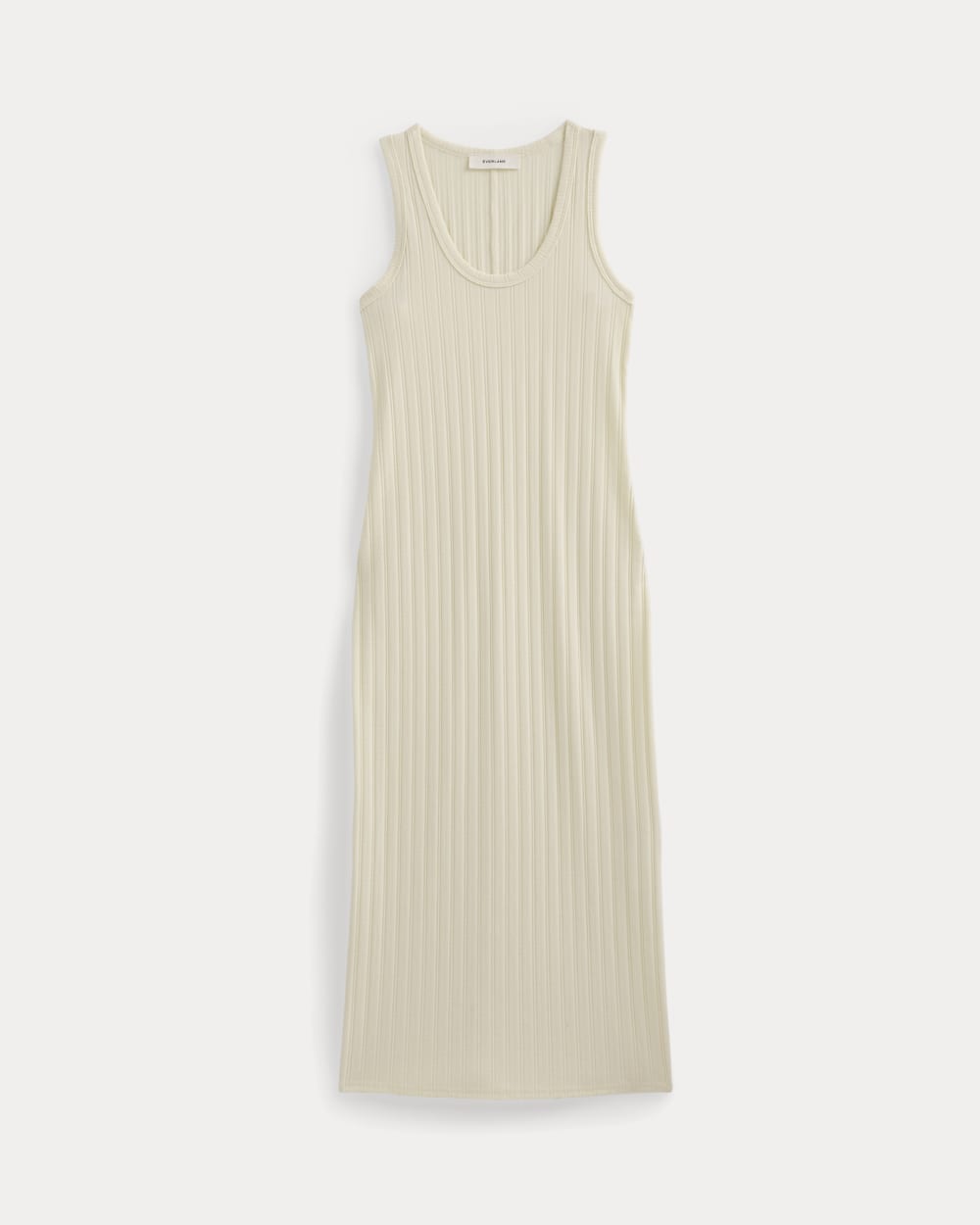 Scoop-Neck Midi Dress in Pointelle Knit in Lemon Icing — alternate view