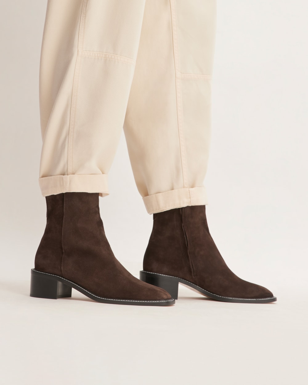 The City Boot in Dark Brown Suede — detail view