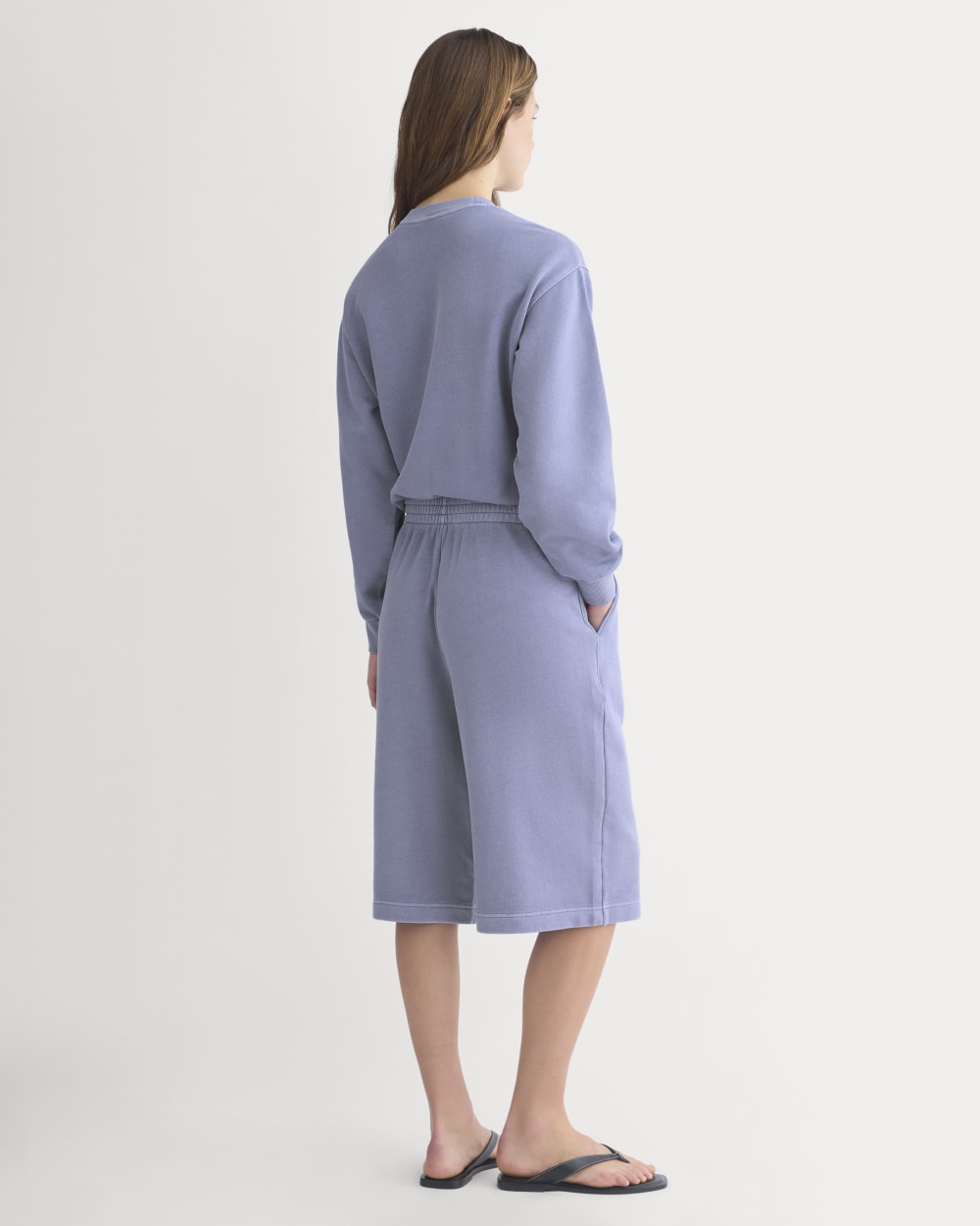 Lightweight Terry Long Shorts in Velvet Morning Garment Dye — detail view