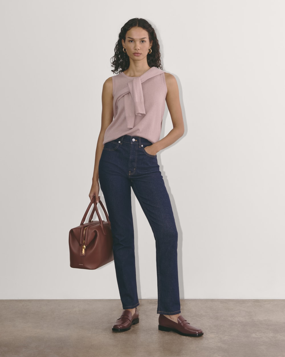 The Classic Tank in Cashmere in Dusty Rose — alternate view