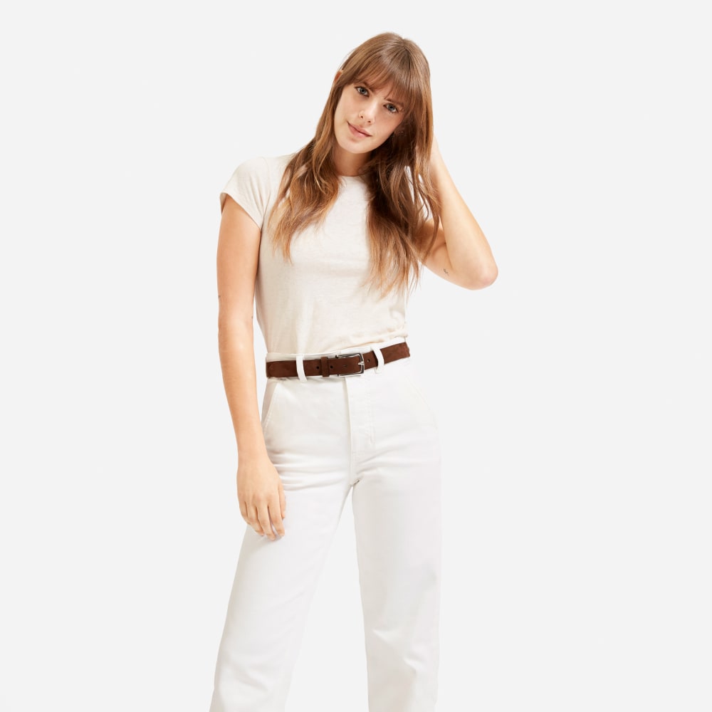The Straight-Leg Pant in Bone — detail view