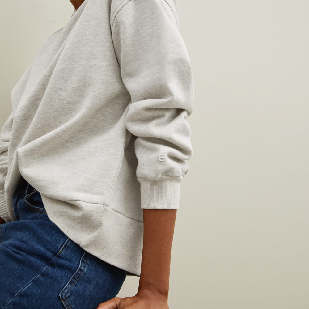 The Track Oversized Crew in Light Heather Grey — detail view