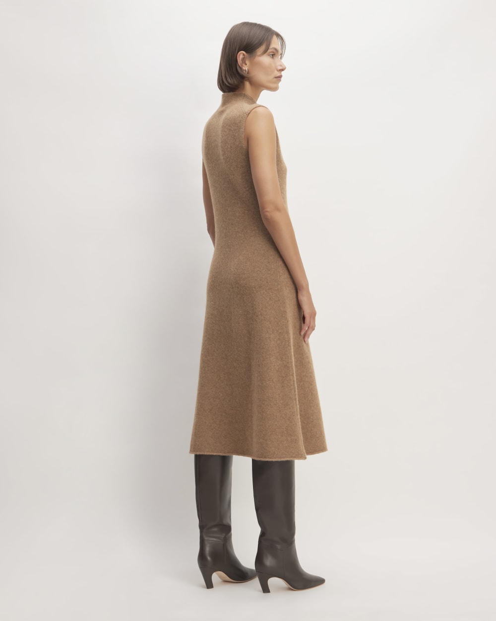 The Cozy-Stretch Sleeveless Midi Dress in Heathered Toasted Coconut — detail view