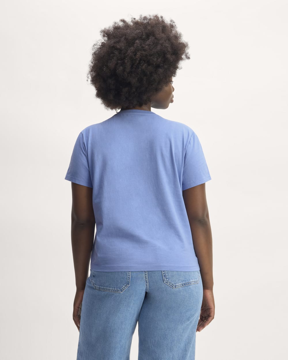 The Box-Cut Tee in Essential Cotton in Blue Opal — detail view
