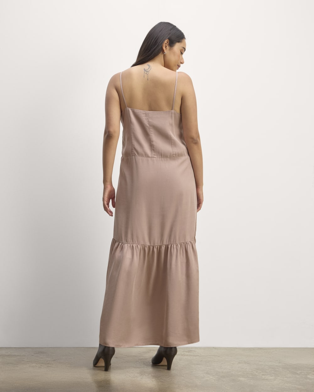 The Long Weekend Dress in Butterlite in Dusty Rose — detail view