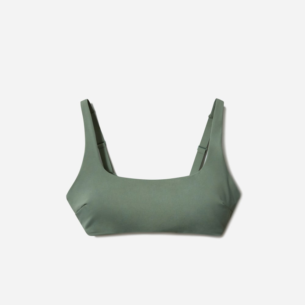 The Square-Neck Bikini Top in Herb — front view
