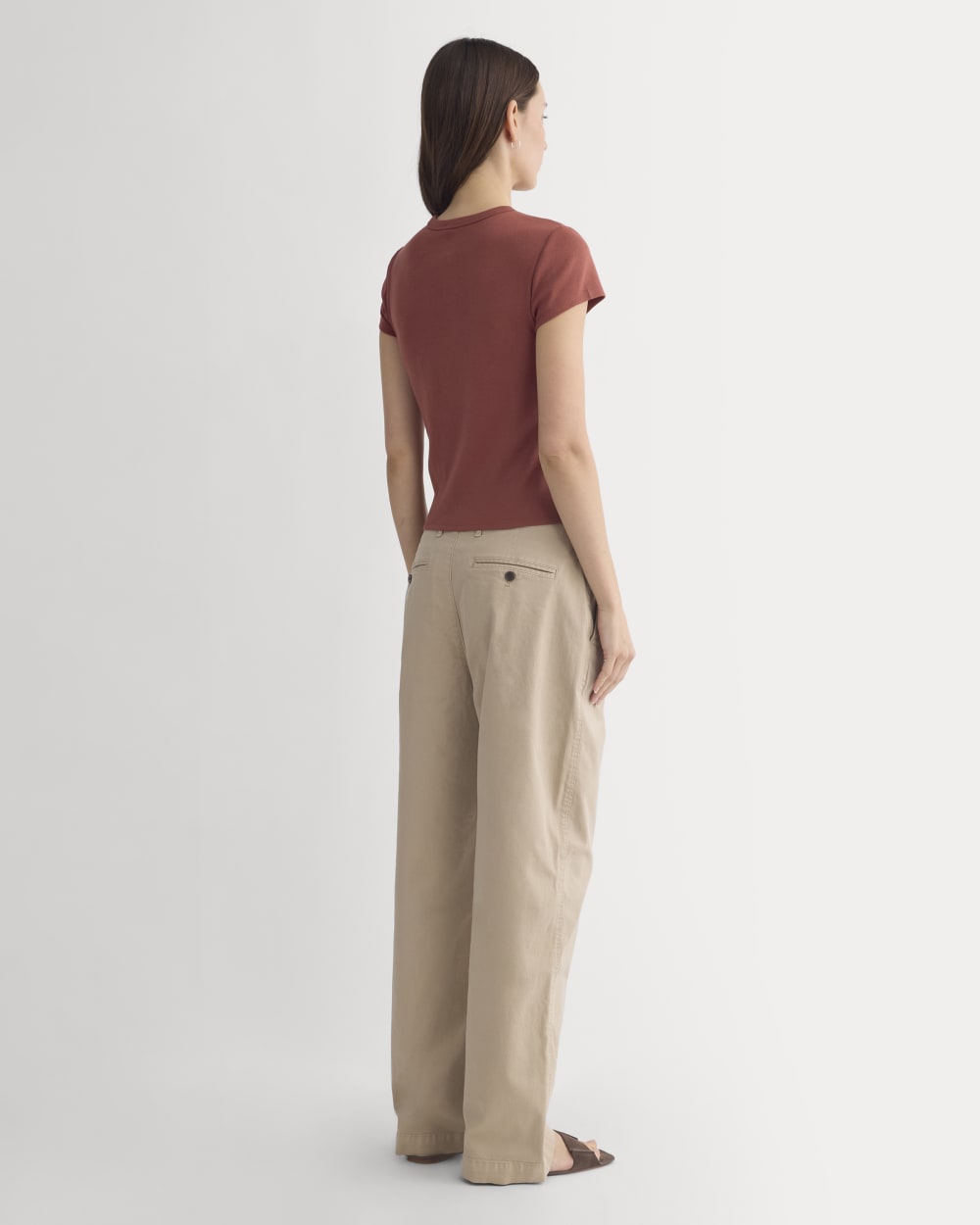 RetroSoft Cotton Crew in Henna Red — detail view