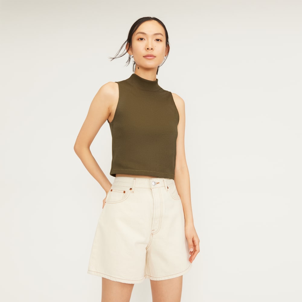 The Ribbed Mockneck Tank in Beech — front view