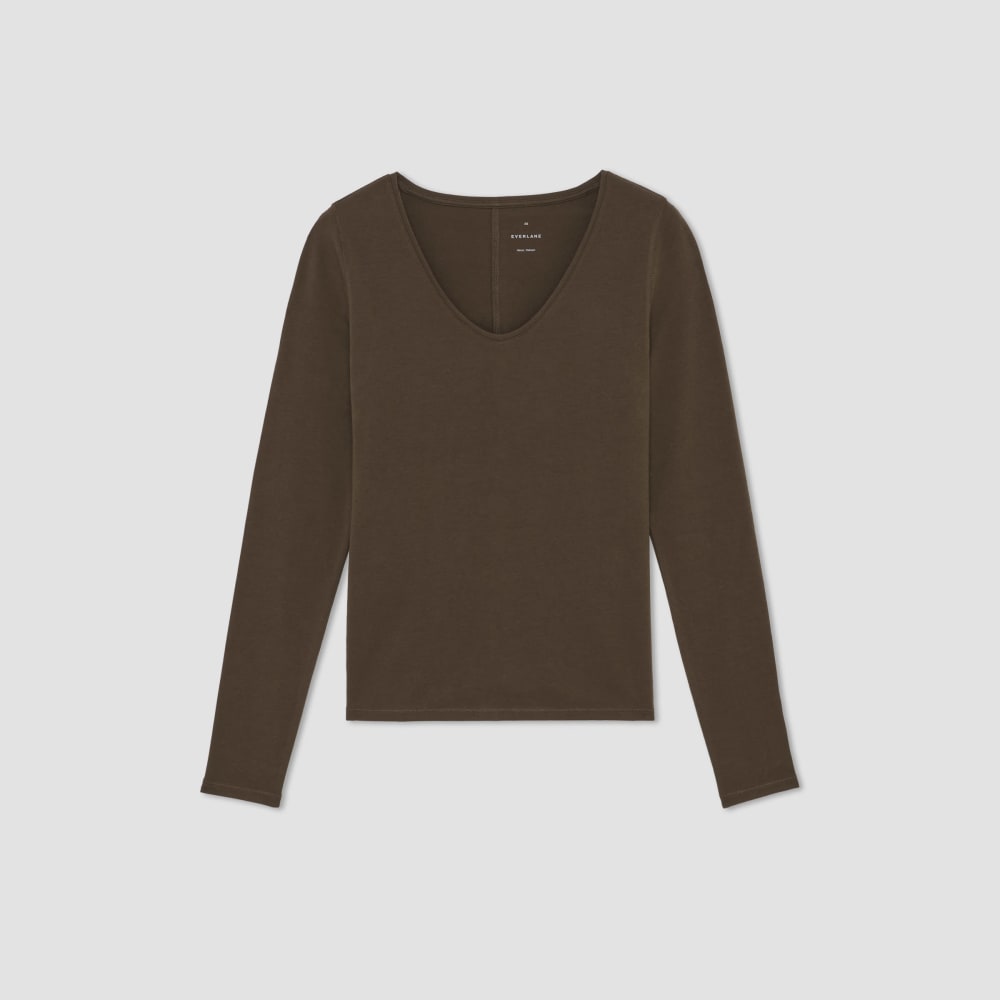 The Supima® Form Ballet Neck Tee in Cocoa — alternate view
