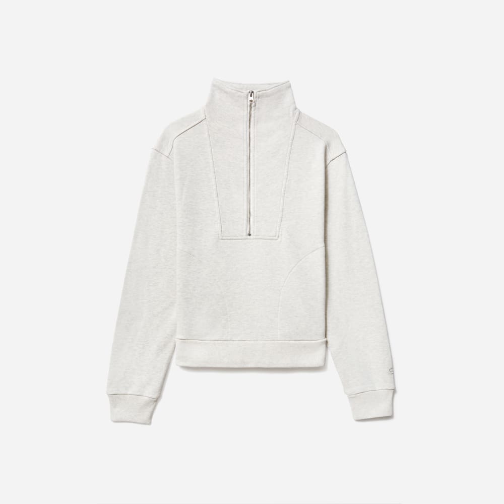 The Track Half-Zip in Light Heather Grey — front view