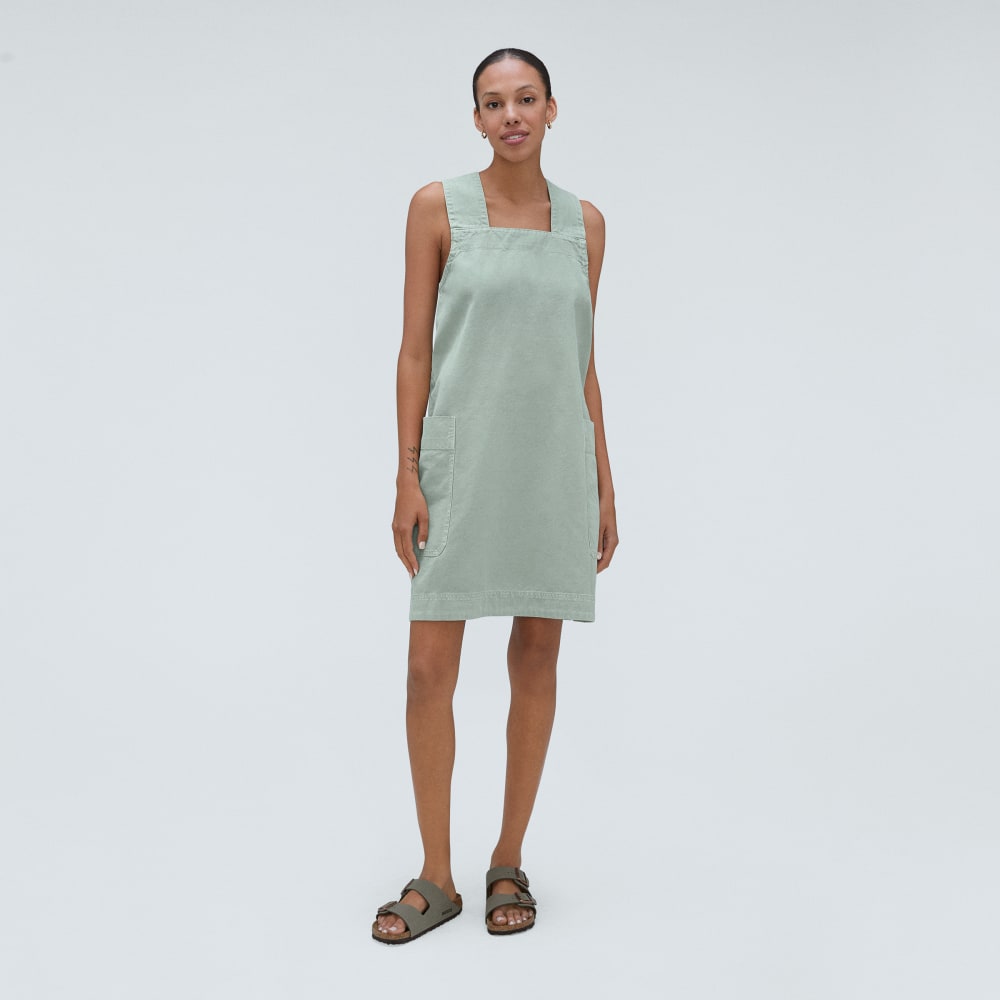 The Cross-Back Apron Mini Dress in Sea Glass — alternate view