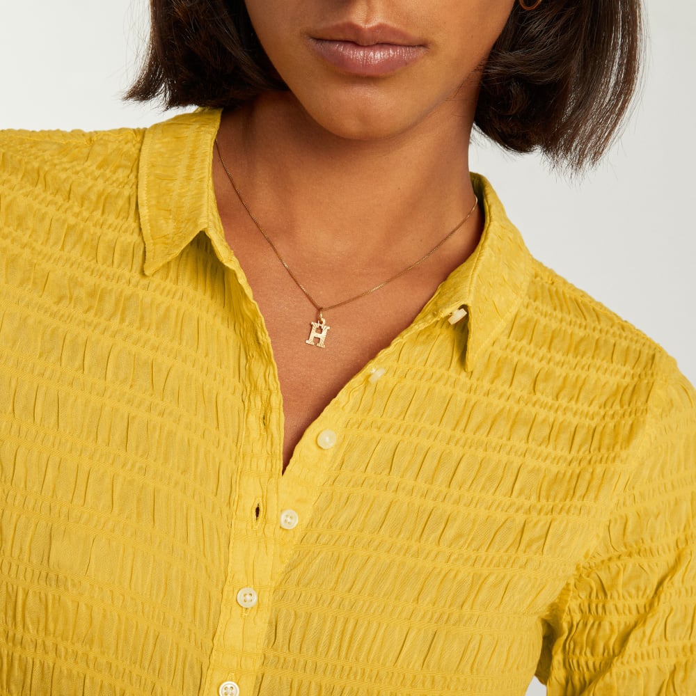 The Button Smock Top in Super Lemon — detail view