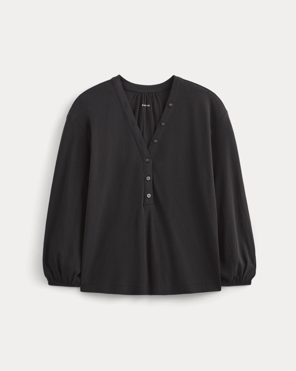 The Air V-Neck Henley in Black — alternate view