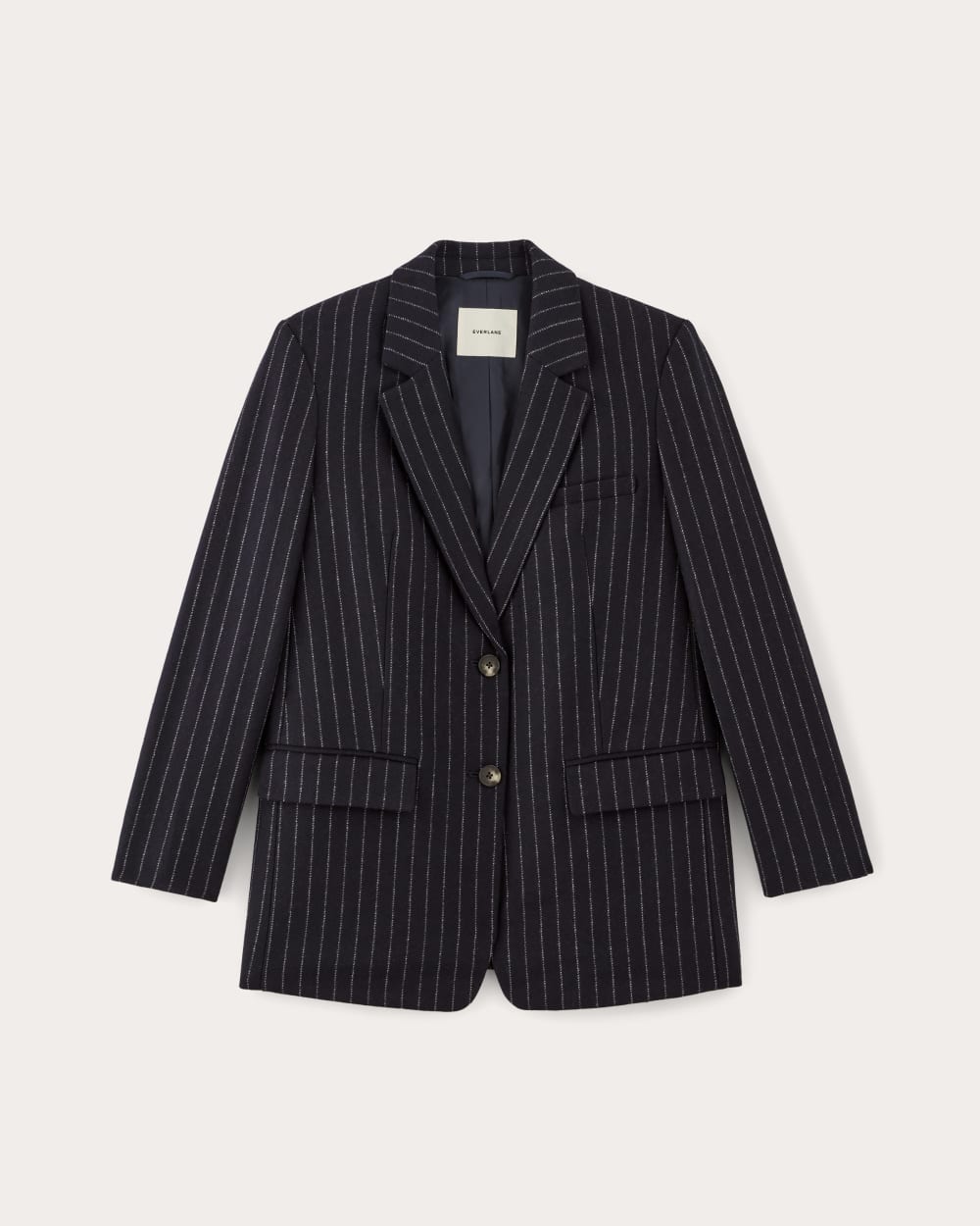 The Oversized Blazer in Wool in Navy / White — alternate view