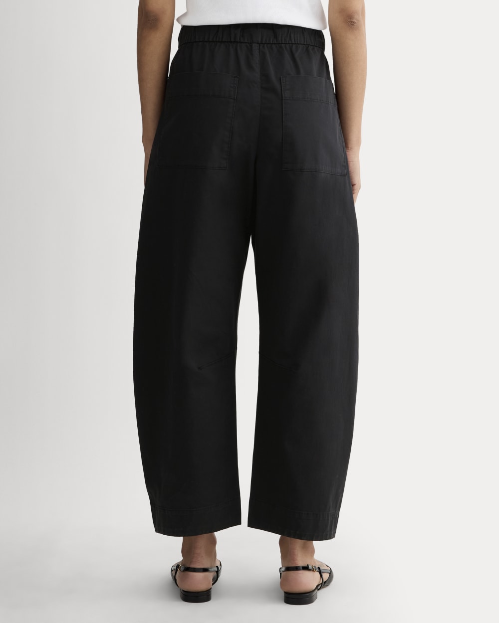 The Easy Barrel Pant in Black — detail view