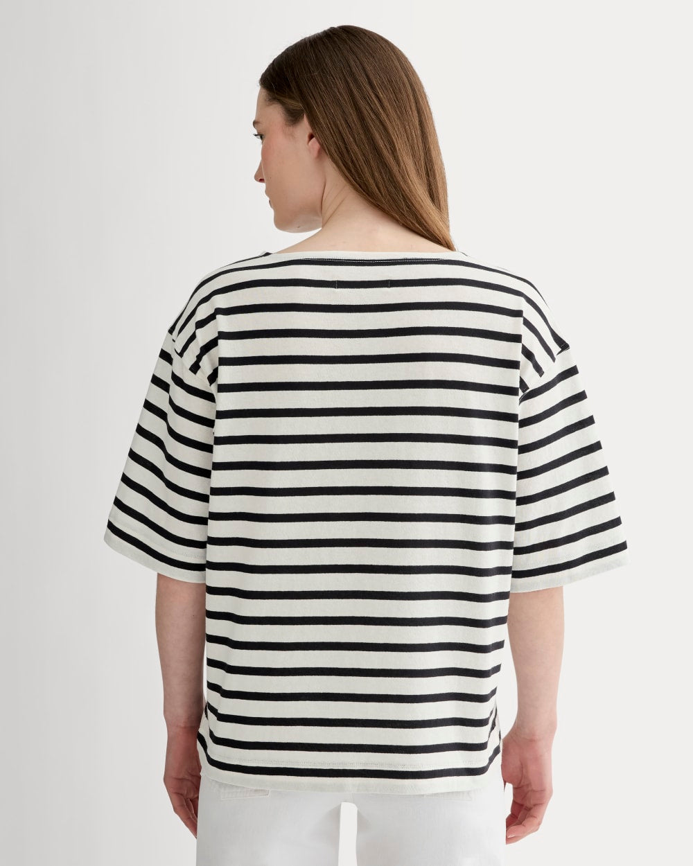 The Mariner Oversized Tee in Bone / Black — detail view