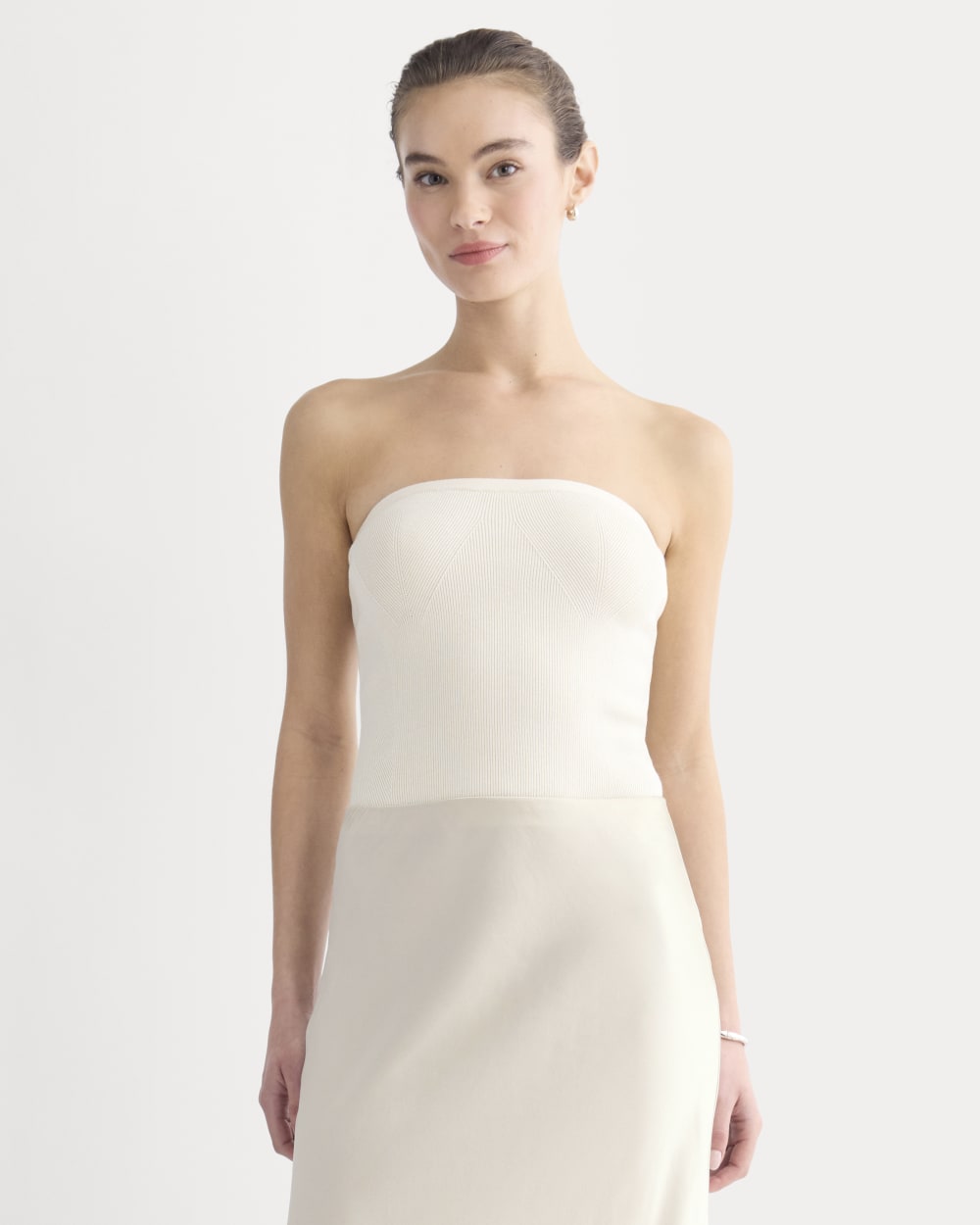 Knit Tube Top in Birch — front view