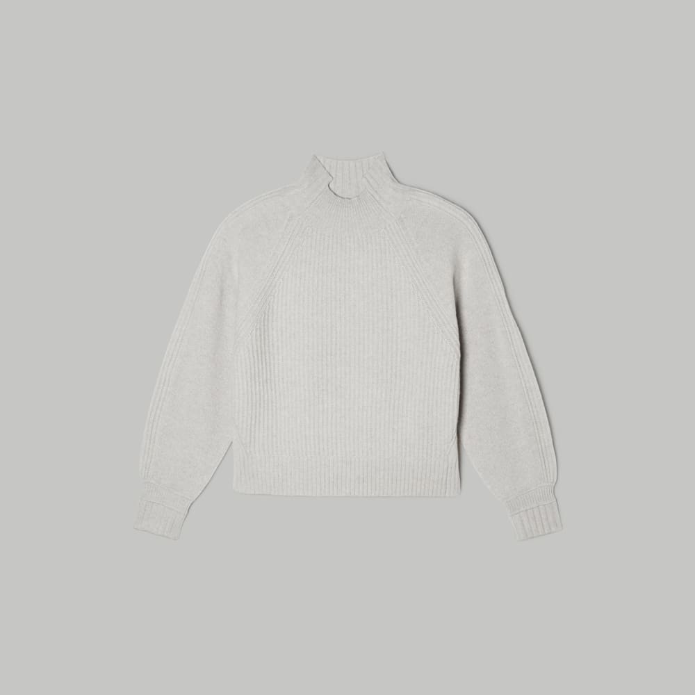 The Cashmere Ribbed Turtleneck in Pale Heathered Grey — alternate view